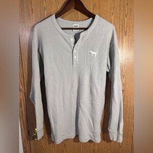 PINK Waffle Knit Long Sleeve Thermal